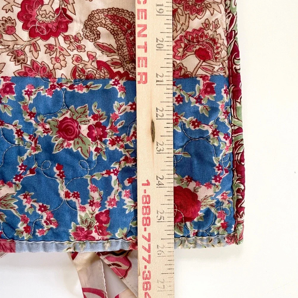 Quilted Patchwork Floral Pillow Sham Set of 4 Cottagecore Farmhouse Red Blue‎